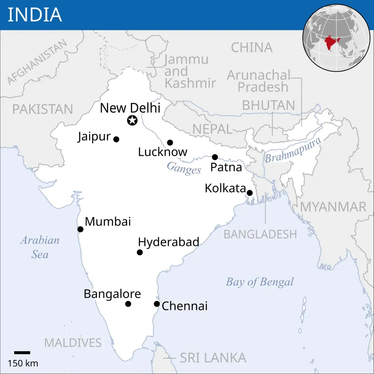 India location map for South Asia country conditions reports
